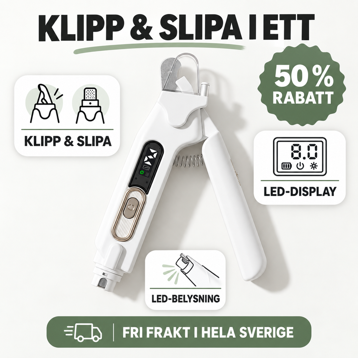 TryggKlo™ LED Hundnagelsax