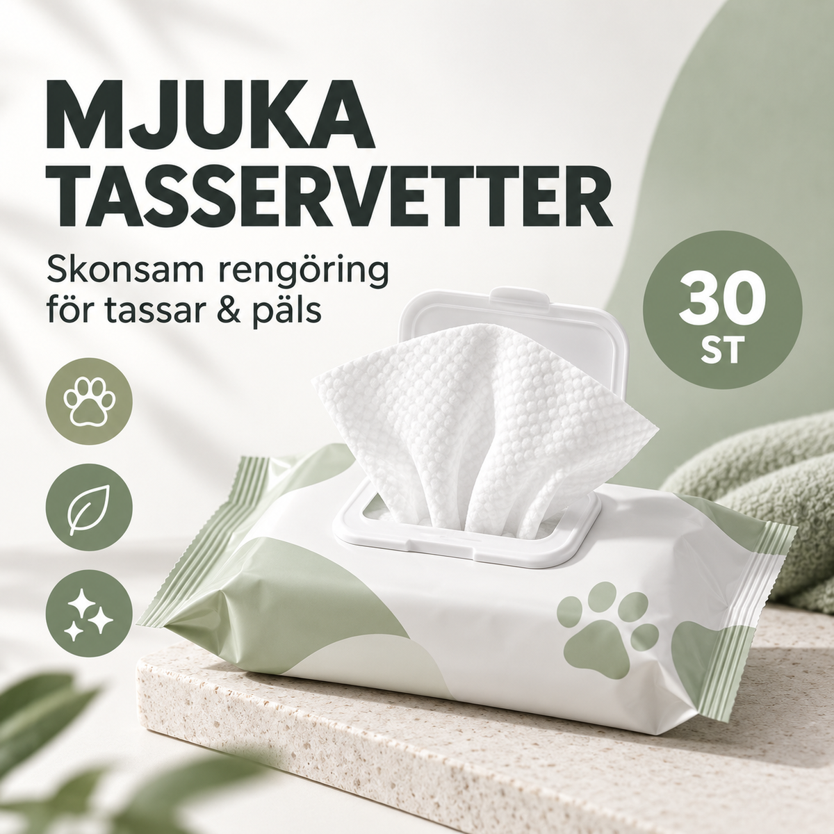 TryggKlo™ Tasservetter – 30-pack